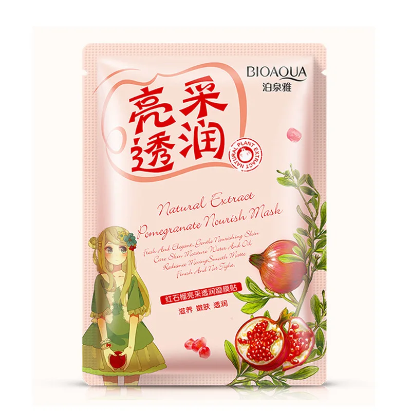 Pomegranate Bioaqua растения маска для лица Фруктовые экстракты алоэ гранат уход за кожей лица увлажняющая укрепляющая коллагеновая эссенция маска для лица - Цвет: Pomegranate