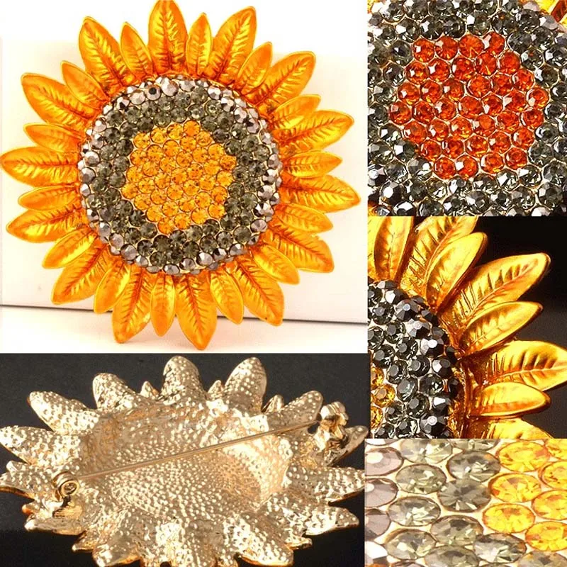 Женская Брошь в виде подсолнуха со стразами | Украшения и аксессуары