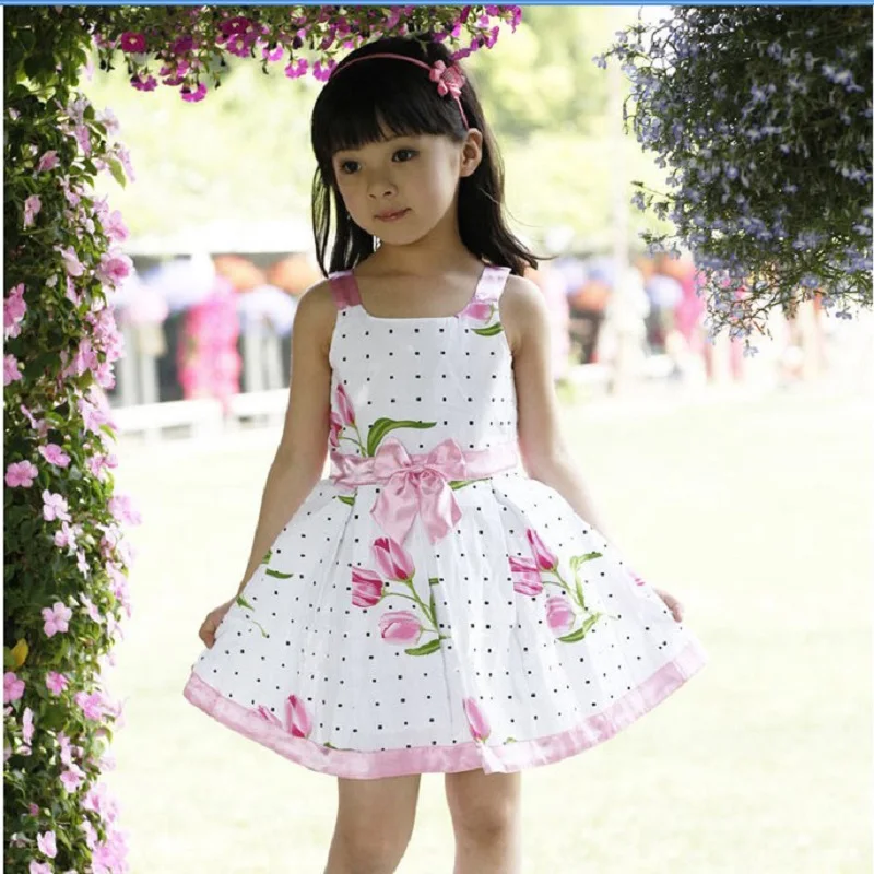 Summer Girls Dress Cute Flower Baby Princess Party Wedding Vestidos Kids Sleeveless Children Clothing New | Детская одежда и обувь
