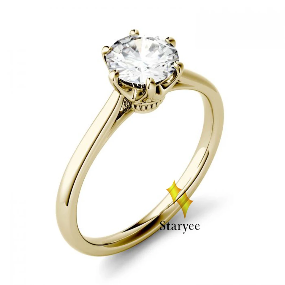 Charles Colvard кольца с муассанитом для женщин VVS GH 1.0ct Настоящее 18 к одноцветное обручальное кольцо из розового золота Романтический вечерние подарок драгоценные ювелирные изделия