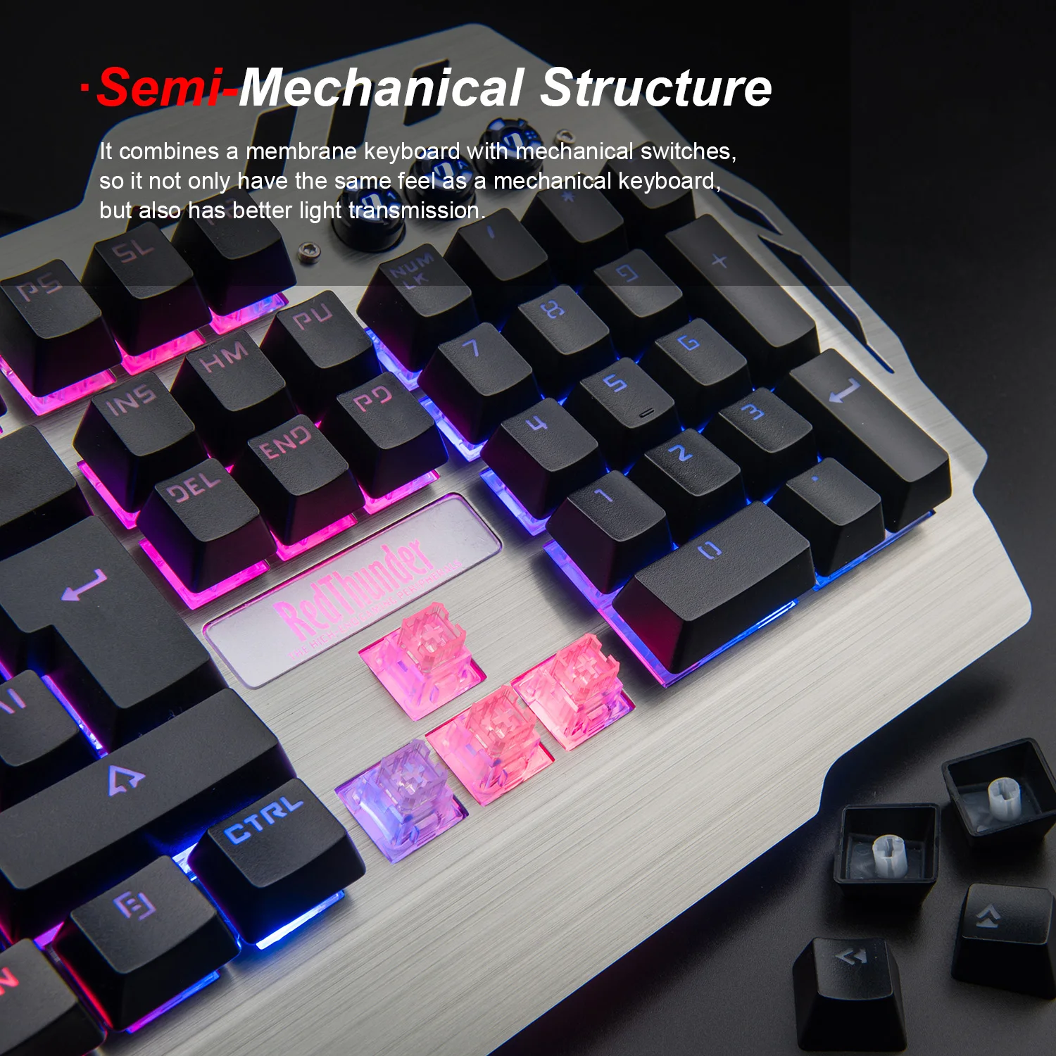 Игровая клавиатура RedThunder K900 RGB, механическая, похожая на русский, испанский, французский, многоязычная, металлический чехол для планшетного компьютера