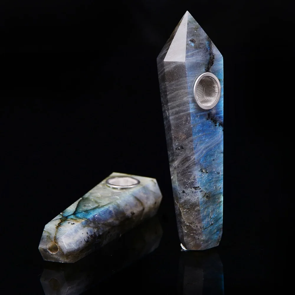 AAA + оптовая продажа! Натуральная Лабрадорит кристаллическая трубка держатель