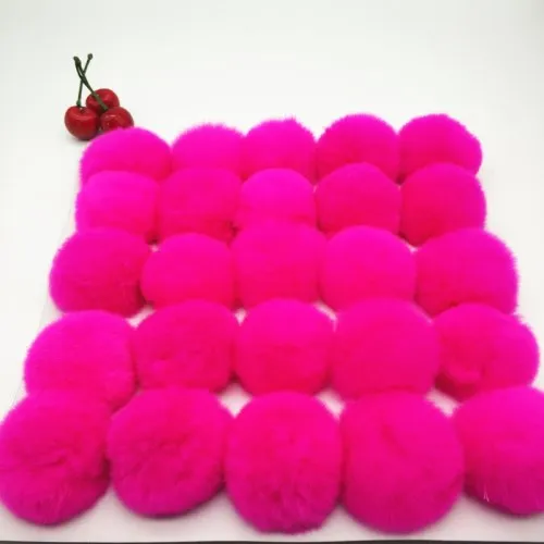 Rose red Помпоны, 6 см, искусственный кроличий мех, помпоны, кроличий мех, шар для шапки, Рекс, кролик, очаровательный брелок на сумку, аксессуары, DIY, сумки, запчасти, 25 шт - Цвет: Rose red