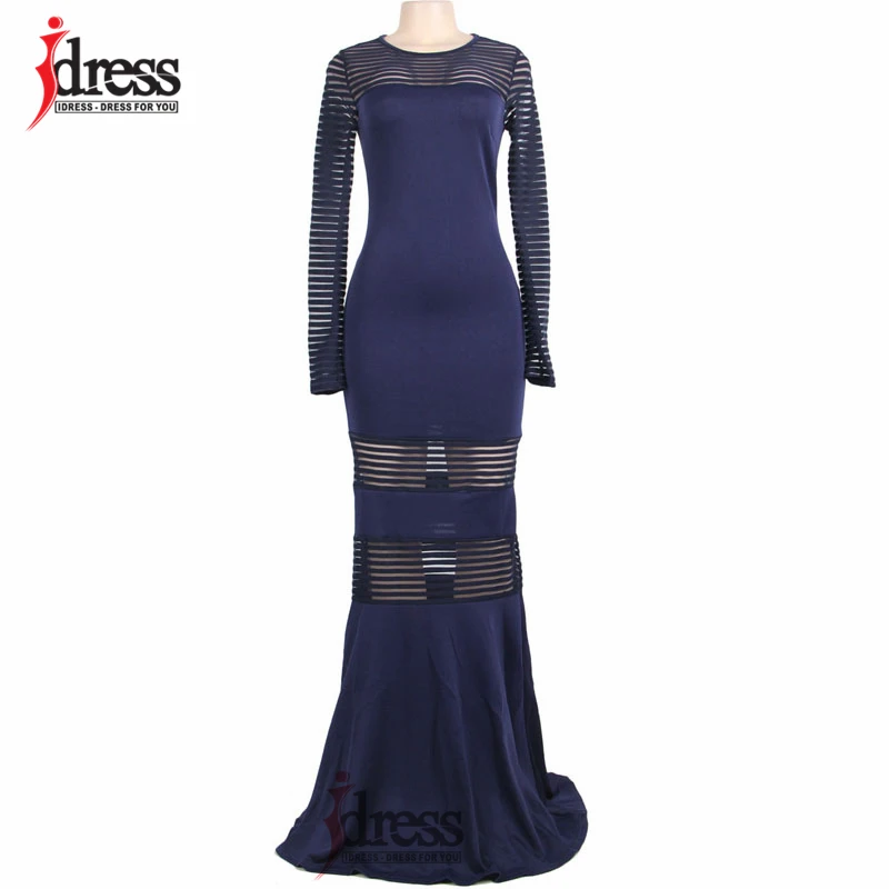 Женское прозрачное вечернее платье IDress M L красное синее в полоску с длинным