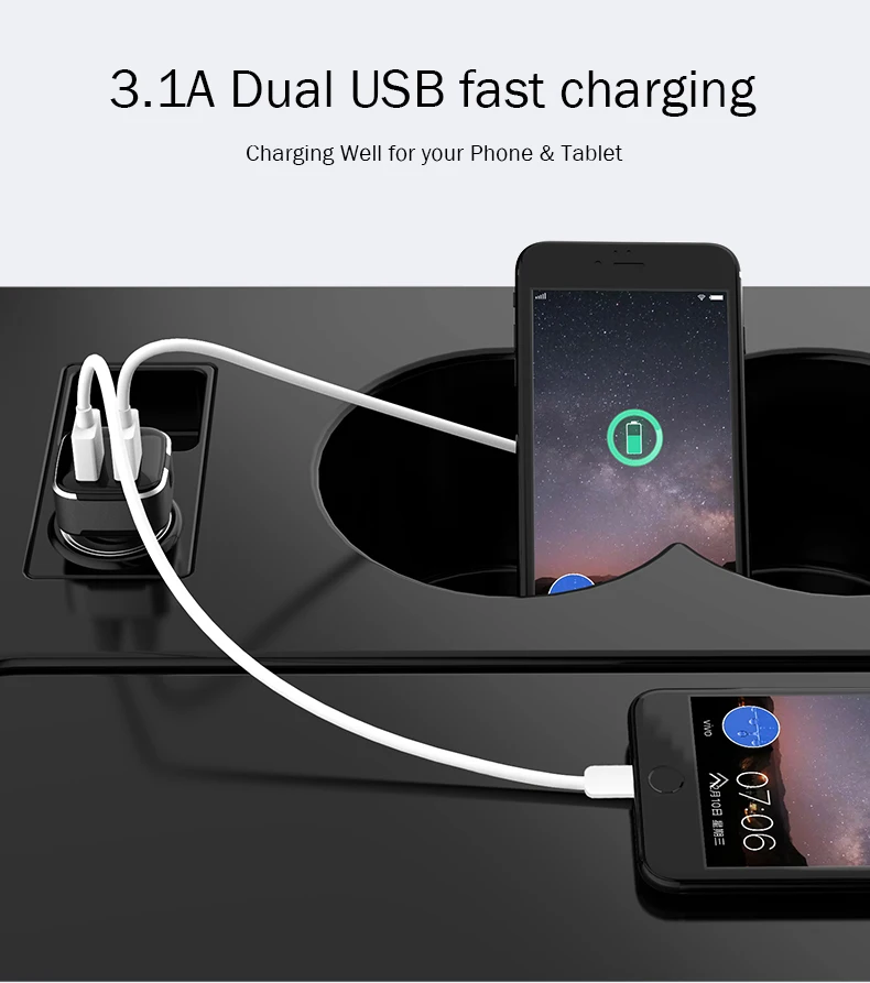 SZYSGSD автомобильное зарядное устройство с двумя usb-портами умный светодиодный