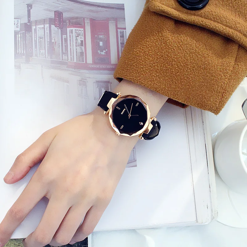 Лидер продаж черные Мода женские наручные часы со стразами модные Повседневное