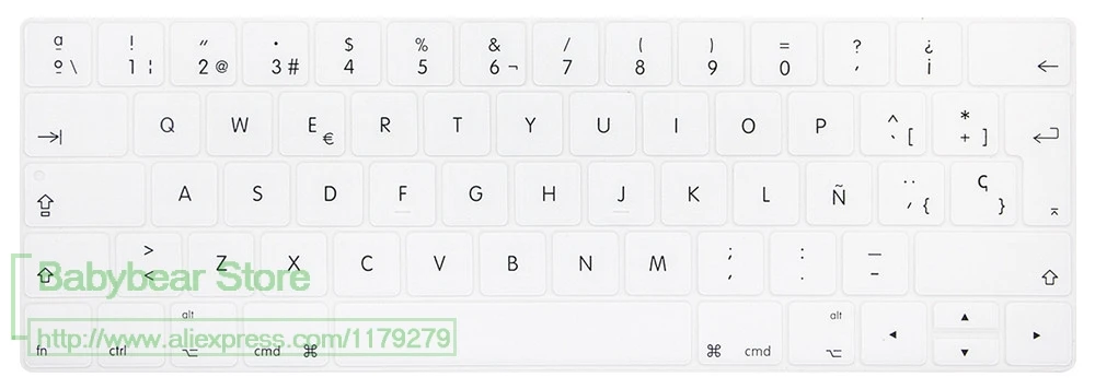 TouchBar ЕС Испания Испанский ультра тонкий чехол для клавиатуры для нового MacBook Pro 13 15 retina с сенсорной панелью защита кожи - Цвет: white
