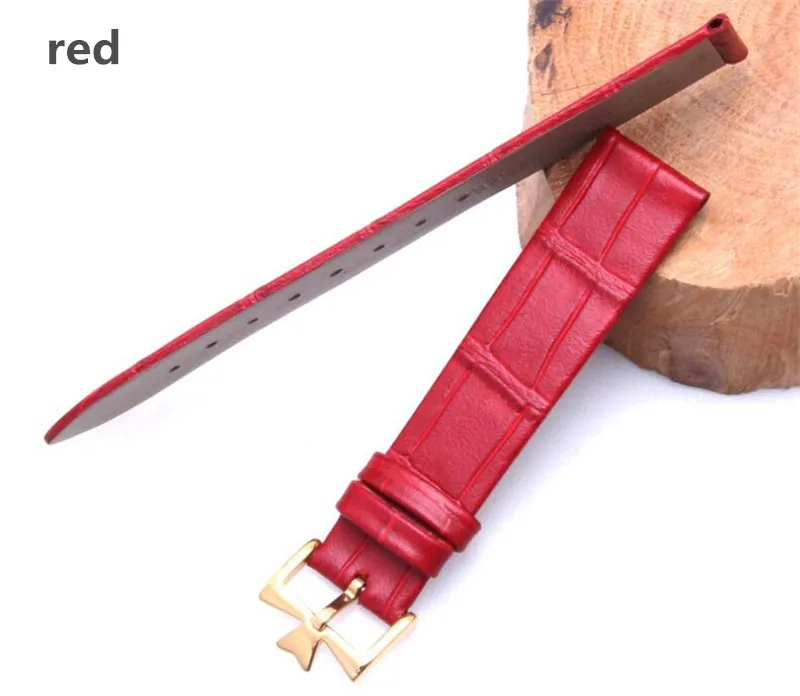 Durable Black/Blue/Brown/Red Genuine Leather Watchband 18-22mm Thin Calfskin Strap Pin Clasp Fit for Vacheron Constantin Watch