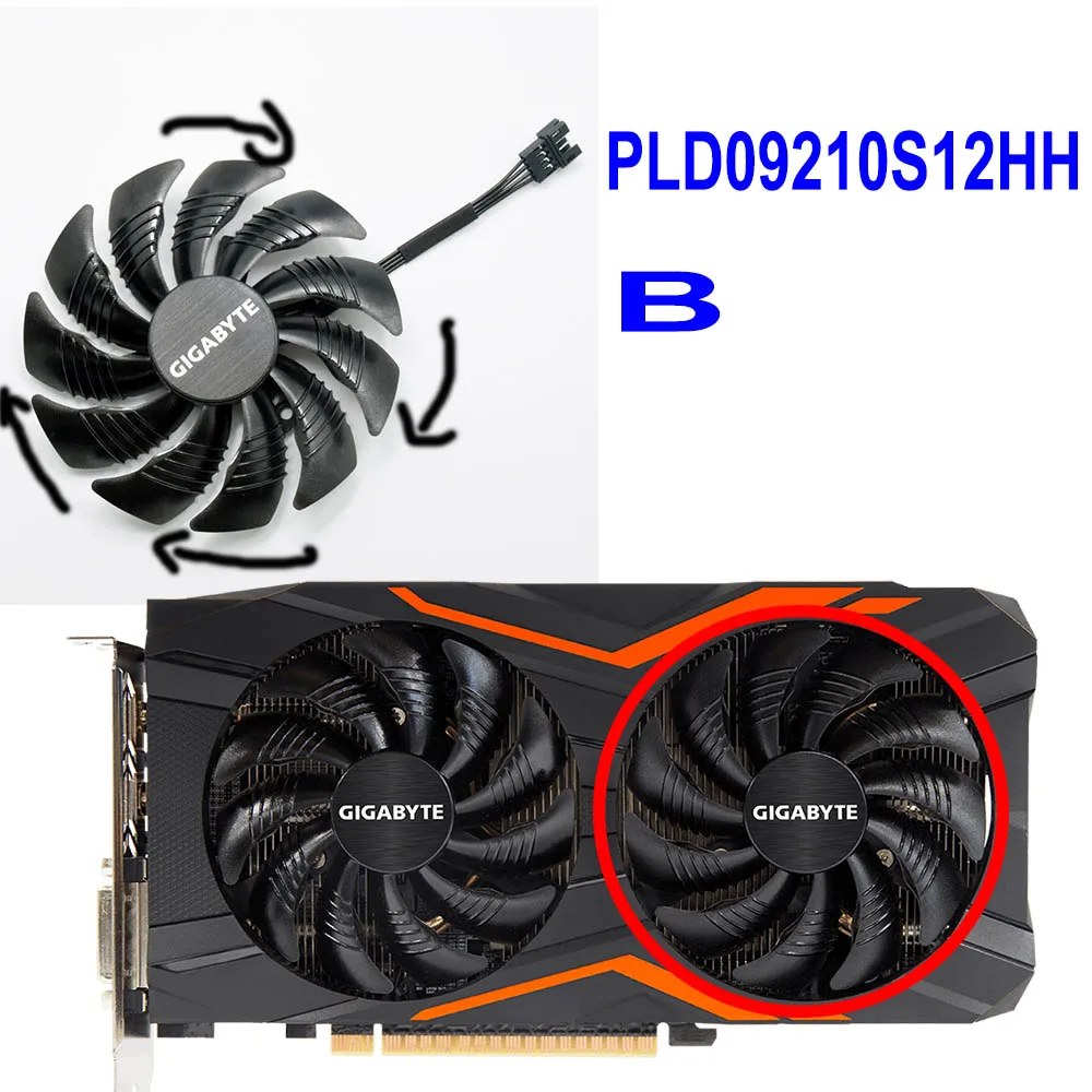 PLD09210S12HH B 88 мм T129215SU PLD09210S12HH 4Pin вентилятор охлаждения для Gigabyte GeForce GTX 1060 1070 GTX1060 GTX1070 RX 580 Вентилятор Охлаждения видеокарты - Цвет лезвия: PLD09210S12HH B