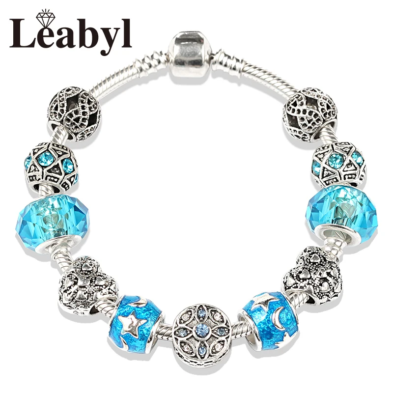 Новое поступление модный браслет Leabyl с подвесками в виде синей звезды Луны
