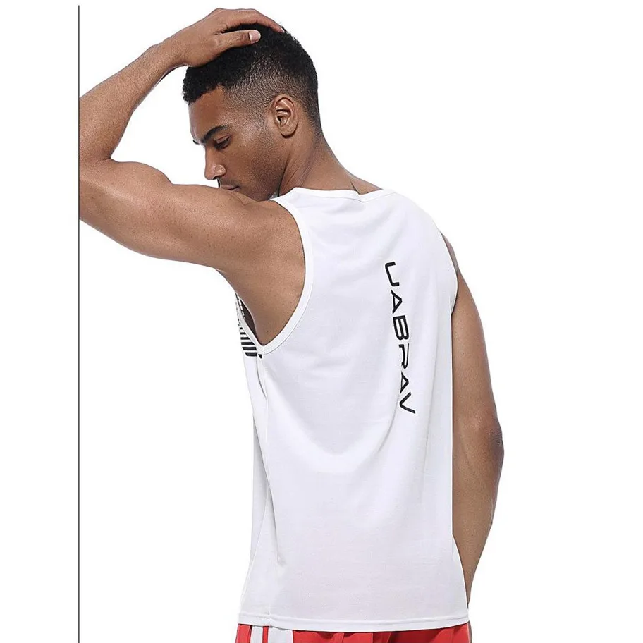 Быстросохнущая спортивные Фитнес бег топы Для мужчин Летняя майка без рукавов
