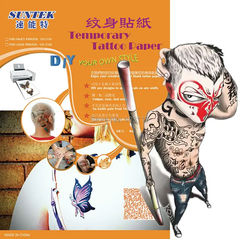 Временная водостойкая татуировка стикер для струйных/лазерных принтеров