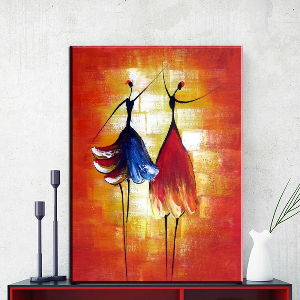 ZZ1356 modern decorative canvas art abstract dancing girls cartoon pictures oil painting for livingroom bedroom decoration | Дом и сад