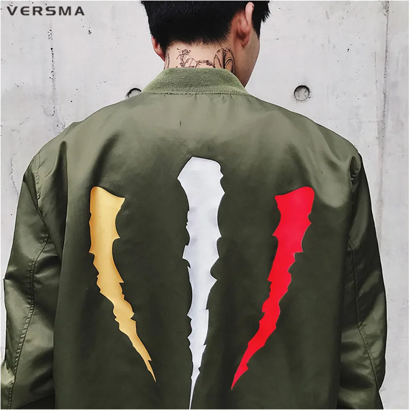 VERSMA 2018 осень в Корейском стиле Harajuku ветровка Для Мужчин Армия Пилот куртка хип