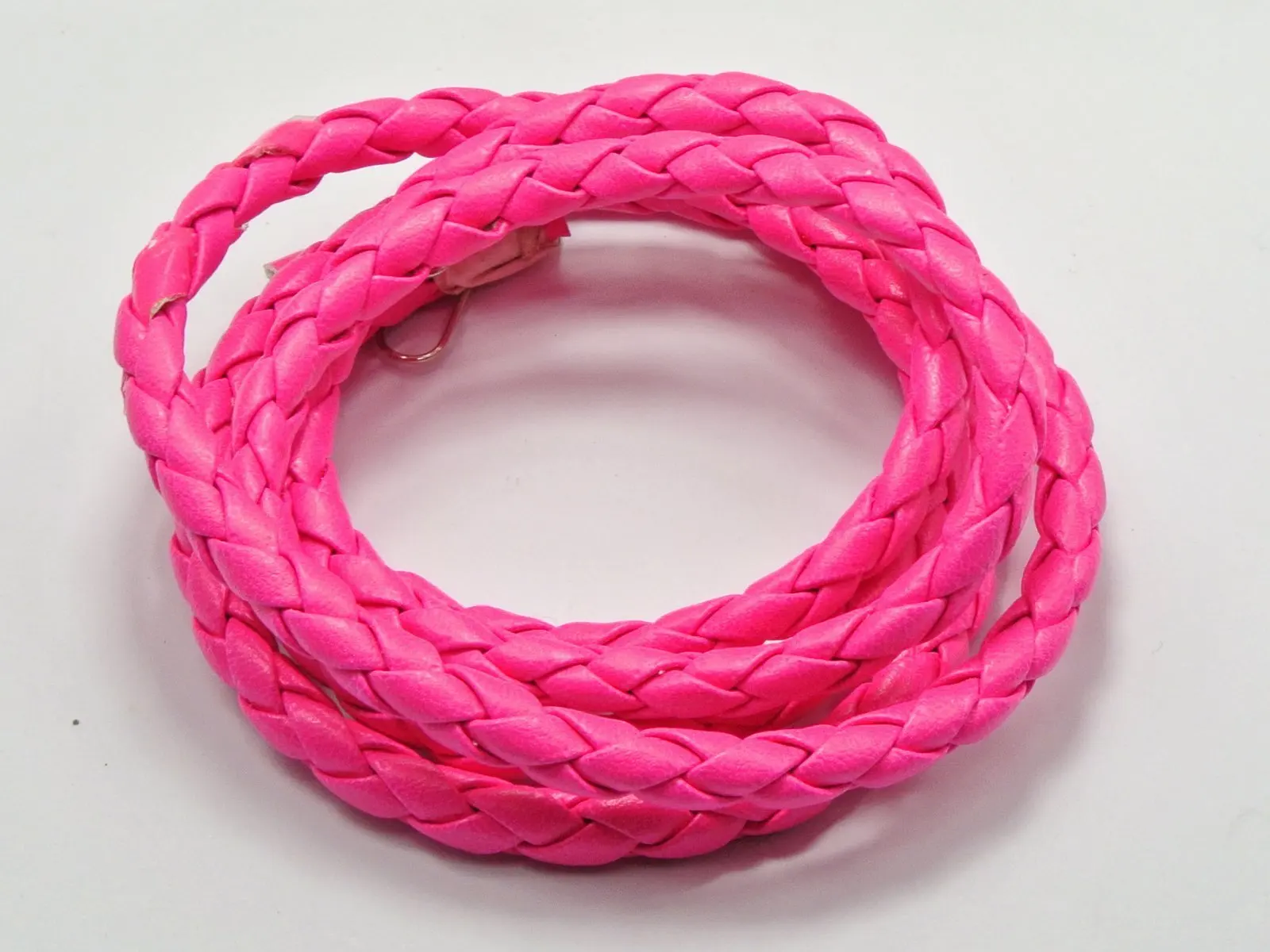 

16.4 Feets Neon Hot-pink Round Braided Bolo Leatherette Jewelry Cord 6mm