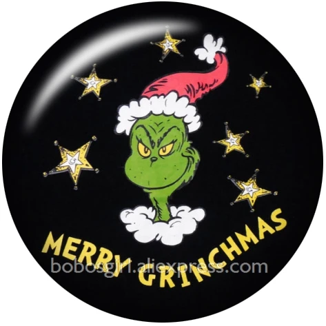 A5973 Как grinch украли рождественские стеклянные кнопки DIY ювелирные изделия круглые фото Кабошоны с плоской обратной стороной DA1162 - Окраска металла: A5973