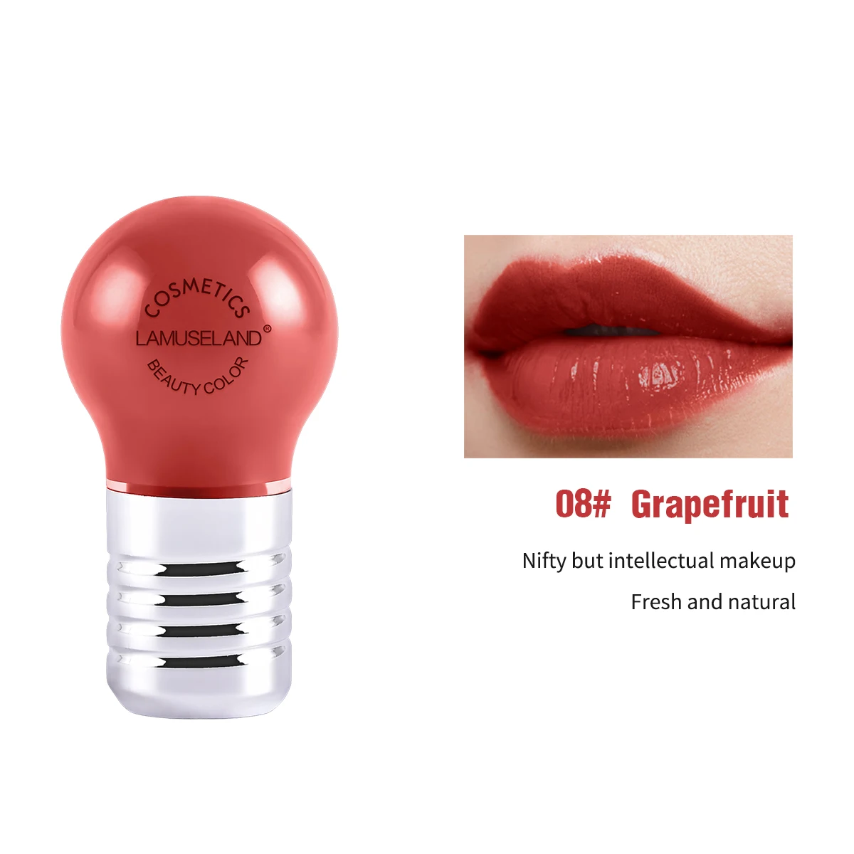 08 Grapefruit 12 цветов жидкая помада креативный стойкий и лампа для красоты блеск для губ 9 г макияж бренд LAMUSELAND# L18L21 - Цвет: 08 Grapefruit