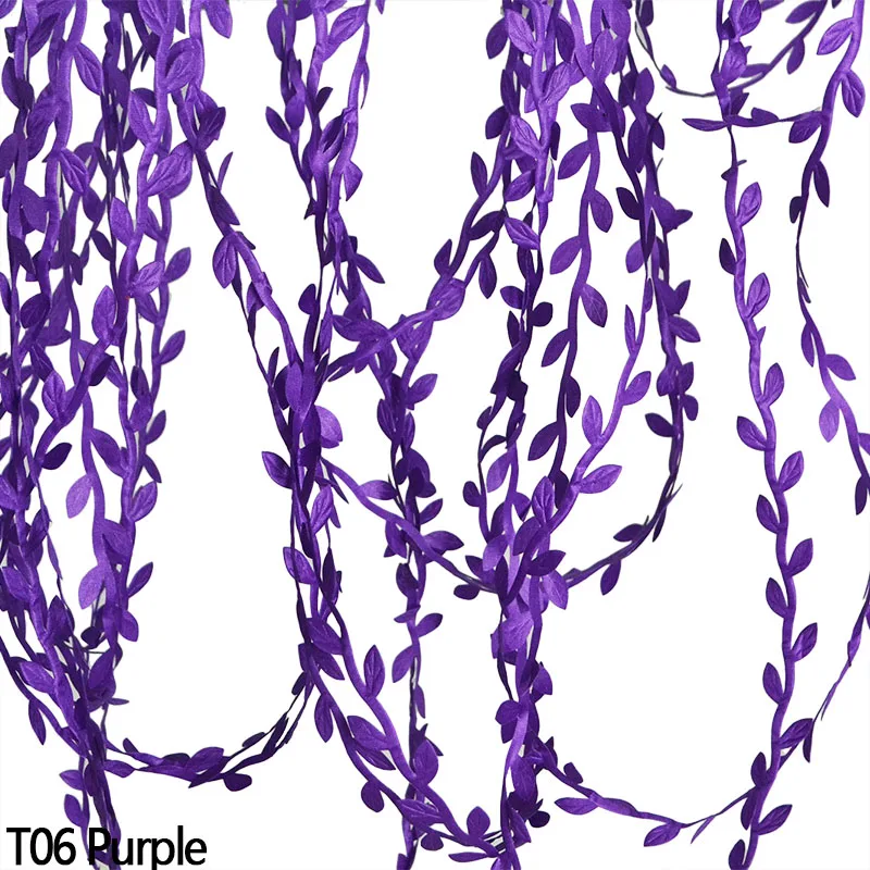 T06 Purple 10/20 метров зеленые листья из ротанга шелковые листья искусственные DIY ВЕНОК Гирлянда Свадебные украшения подарок Скрапбукинг Ремесло поддельные цветы - Цвет: T06 Purple