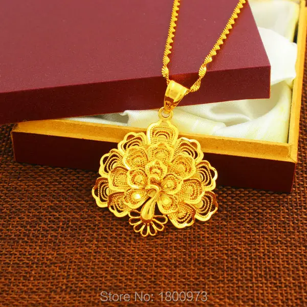 2017 золотые ожерелья в виде павлина и подвески ювелирные изделия золотого цвета