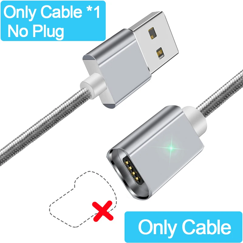 No Plug Sliver Cable Магнитный usb-кабель Essager для iPhone XS Max XR X 8 7 6 S 5S SE магнитное зарядное устройство для зарядки и передачи данных usb-кабель для зарядки - Цвет: No Plug Sliver Cable