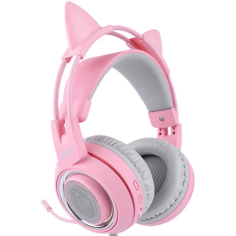 ABGN Hot SOMIC G951 розовые наушники с кошачьими ушками виртуальная 7 1 шумоподавление