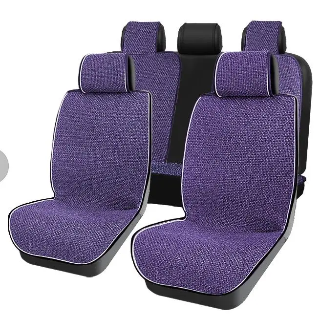 1 set Purple 2 шт. или 1 комплект автомобильных чехлов для сидений, универсальные, совместимые с транспортными средствами, льняные ткани, подушки для автомобильных сидений, чехол на автомобильное сидение - Название цвета: 1 set Purple