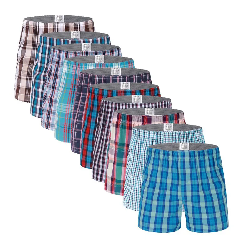 Классический Плед мужские Боксеры Хлопок Мужские Underwear Стволы Тканые Homme Стрелка