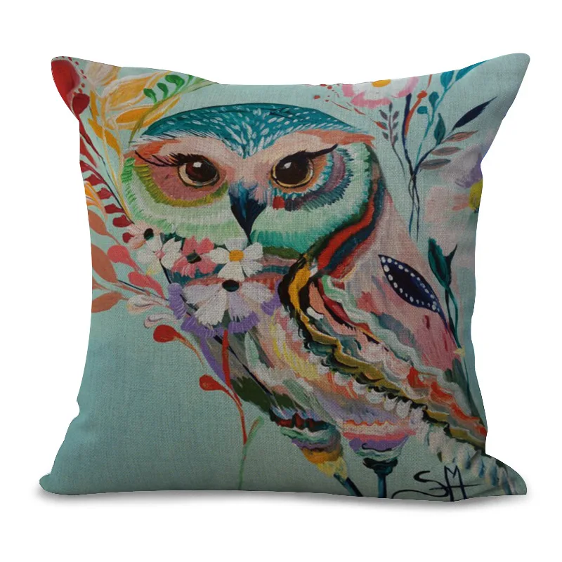 Наволочка с абстрактной акварелью зебра сова слон наволочка декоративным