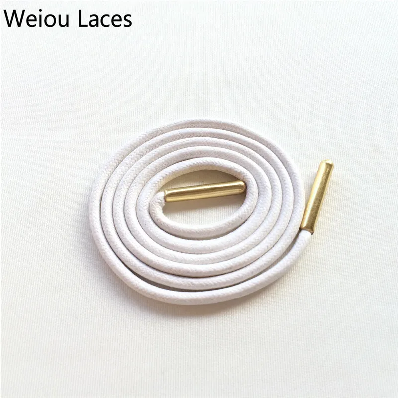 Weiou Gold Metal Aglets Dress Shoe Strings Waxed Colored Shoelaces Round Waterproof Bootlaces For Leather Shoes Free Shipping