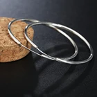 Серебряные гладкие круглые серьги, креативные минималистичные серьги E042