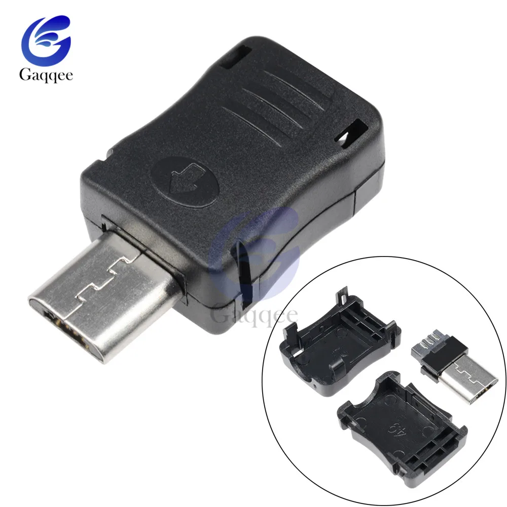 10 шт./лот USB папа 5 Pin с оболочкой пластиковый корпус Micro разъем Jack Tail Phone Plug Sockect