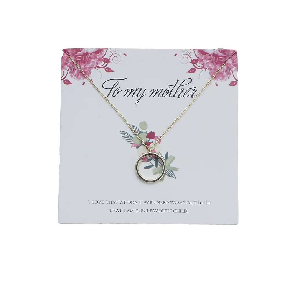 Lucky Eye Gold Color Necklace Copper Circle Chain Link Wish Card For Girl Mother's Day Jewelry EY6038 | Украшения и