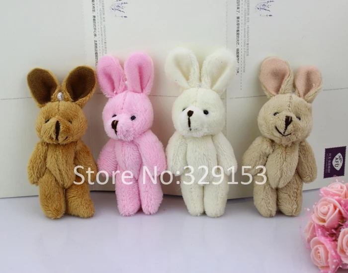 H 8cm lovely Mini заполненный шарнирный кролик подарок цветок упаковка длинный