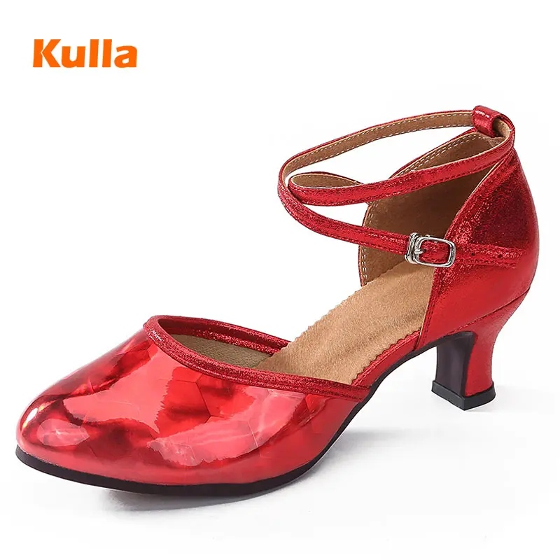 New Style Women Ladies Latin Tango Shoes For Dancing Closed Toe Red/Gold Ballroom Salsa Dance Shoes Wholesale Heels 3.5cm/5.5cm