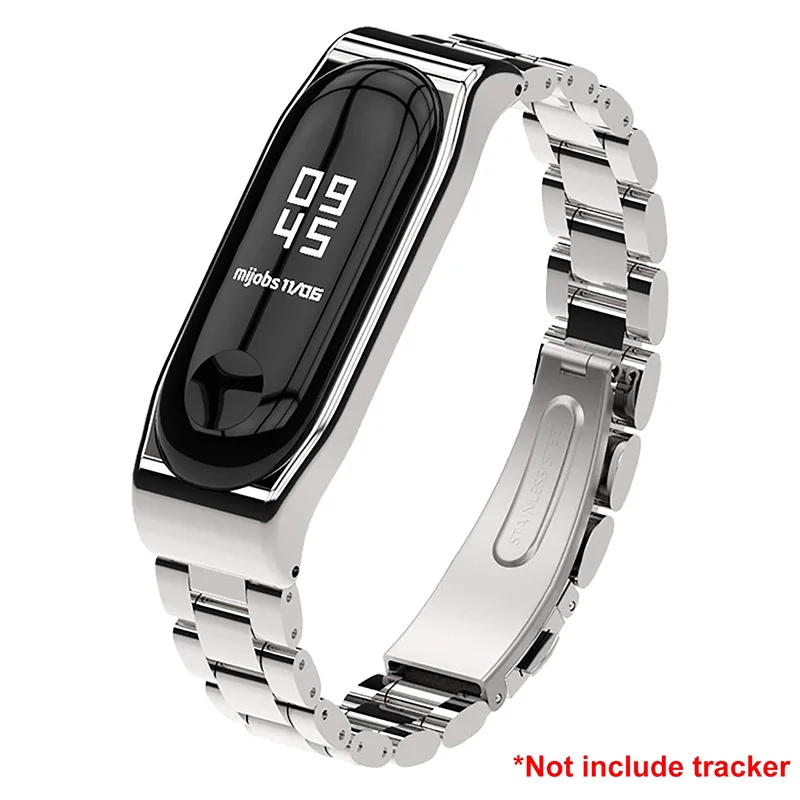 Mijobs Strap for Mi band 4 Straps Bracelet, Metal Stainless Steel Wrist Strap Replacement Band for Xiaomi 4/3