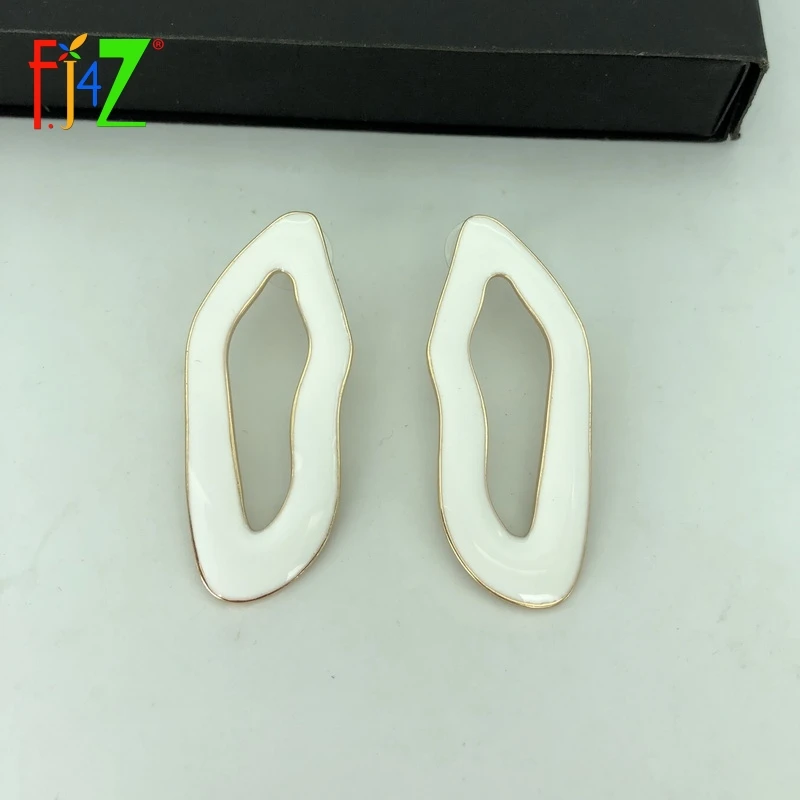 F. J4Z, женские прекрасные серьги, мода Nova Za, дизайнерские серьги, белая эмаль, неправильной формы, большие серьги, Aretes mujer