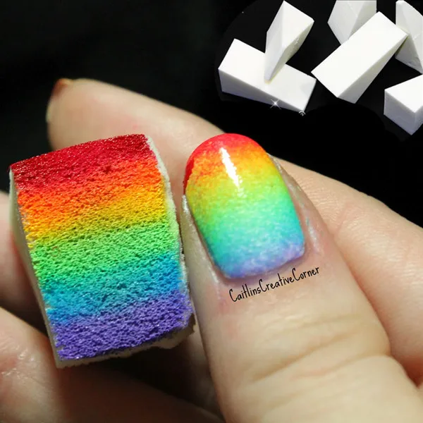 6 шт Nail Art градиент Цвет тиснения губки комплект Гель-лак 3D DIY изображения для Цвет исчезают Маникюр Цвет ing комплект печатей