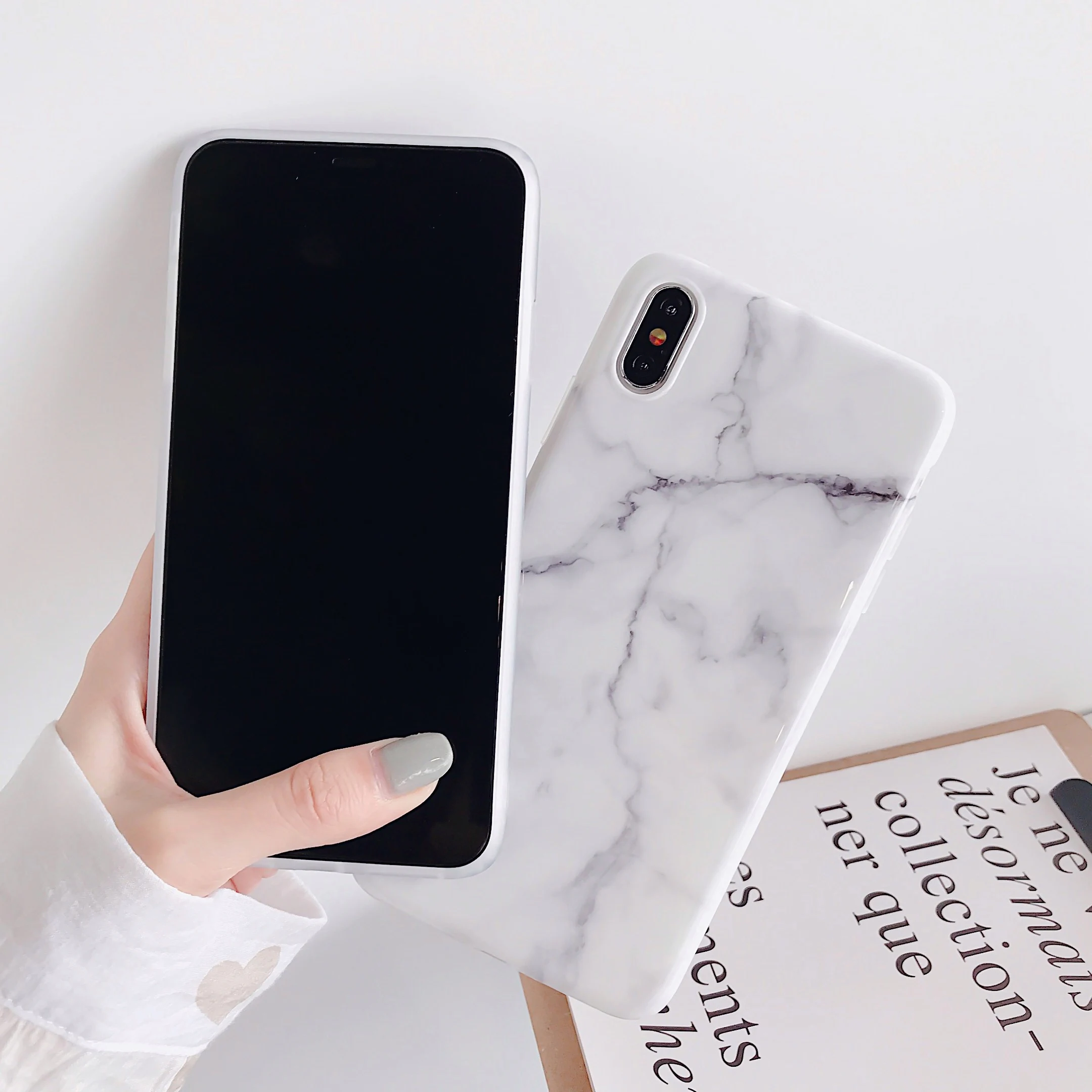 Popular Fashion Glossy Light Pink Blue White Black Marble Phone Cases Cover for iPhone 7P 6 6S 7 8 Plus XS Max XR X Coque Fundas |