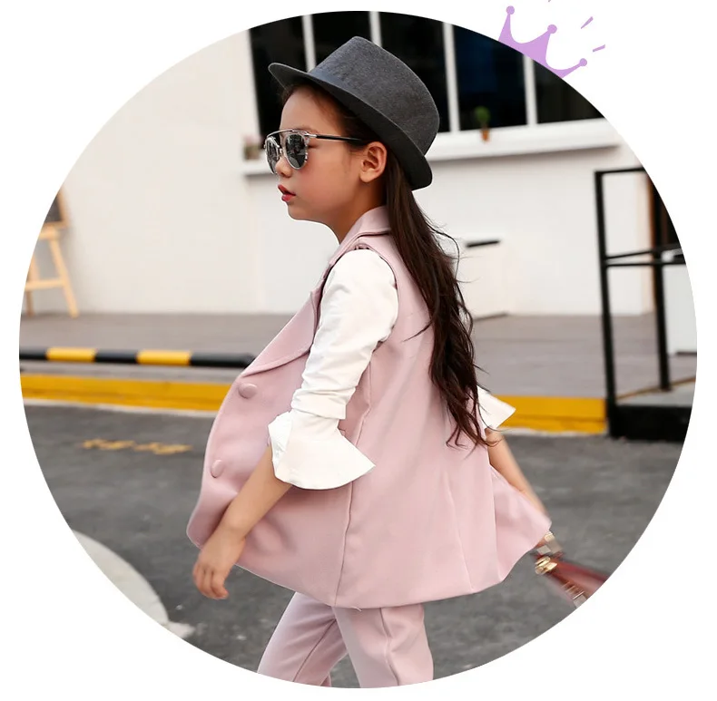 Комплекты одежды для девочек 2017 г. жилет в западном стиле + штаны комплект из двух