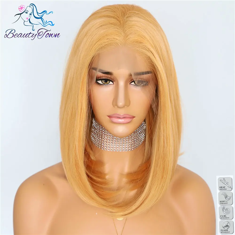 Apricot yellow BeautyTown абрикосовый желтый 13x6 Количество кружева FreePart Futura термостойкий не запутывающийся Повседневный макияж слой синтетического кружева передний парик - Цвет: Apricot yellow