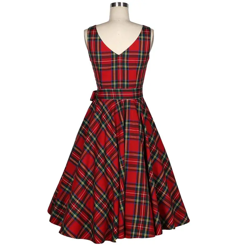 SexeMara/Новинка 1950 х 60 годов рождественское платье в клетку на булавке рокабилли