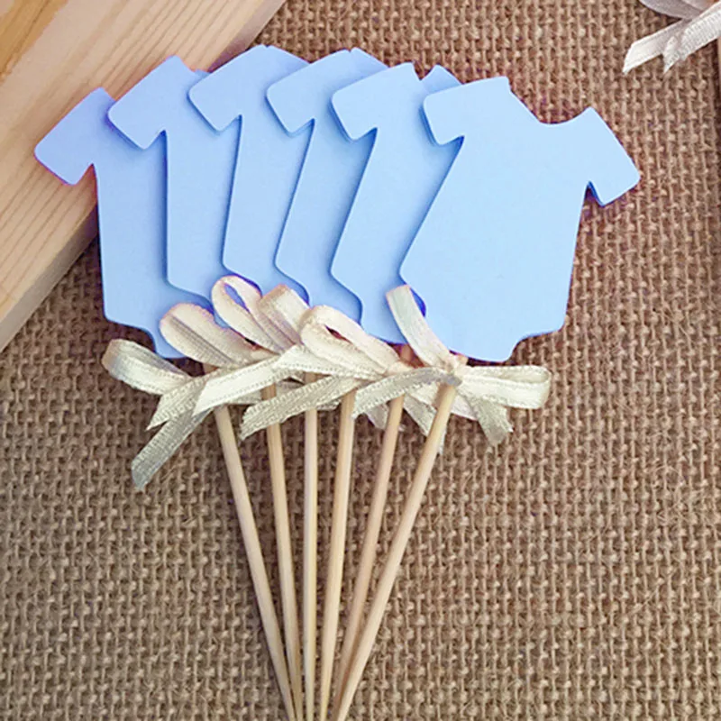 Пол Revea одежда кекс топперы синий или розовый Baby Shower/мальчик и девочка первый день рождения украшения Торт аксессуары поставки - Цвет: Blue
