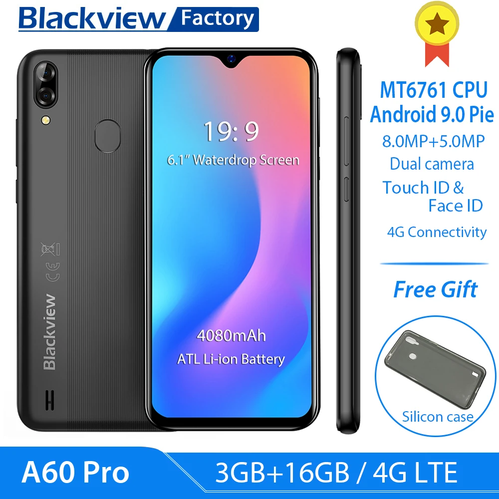 Blackview A60 Pro 4080mAh смартфон 6 088 &quotв виде капли воды мобильный телефон Android 9 0 3 Гб