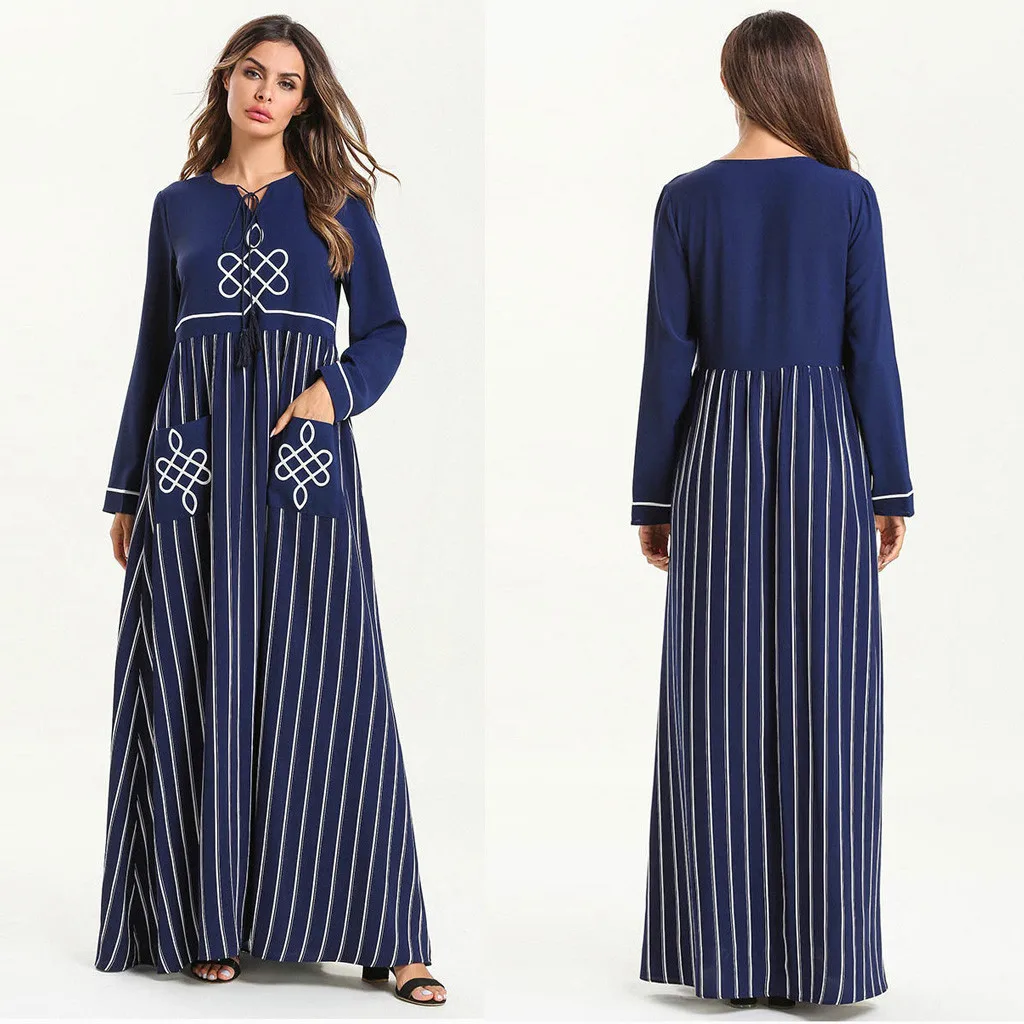 

Muslim Dress Women 2019 new O-Neck Women's Dress clothes National Robe Abaya Islamic Muslim Middle Eastern Long Dress ramadan