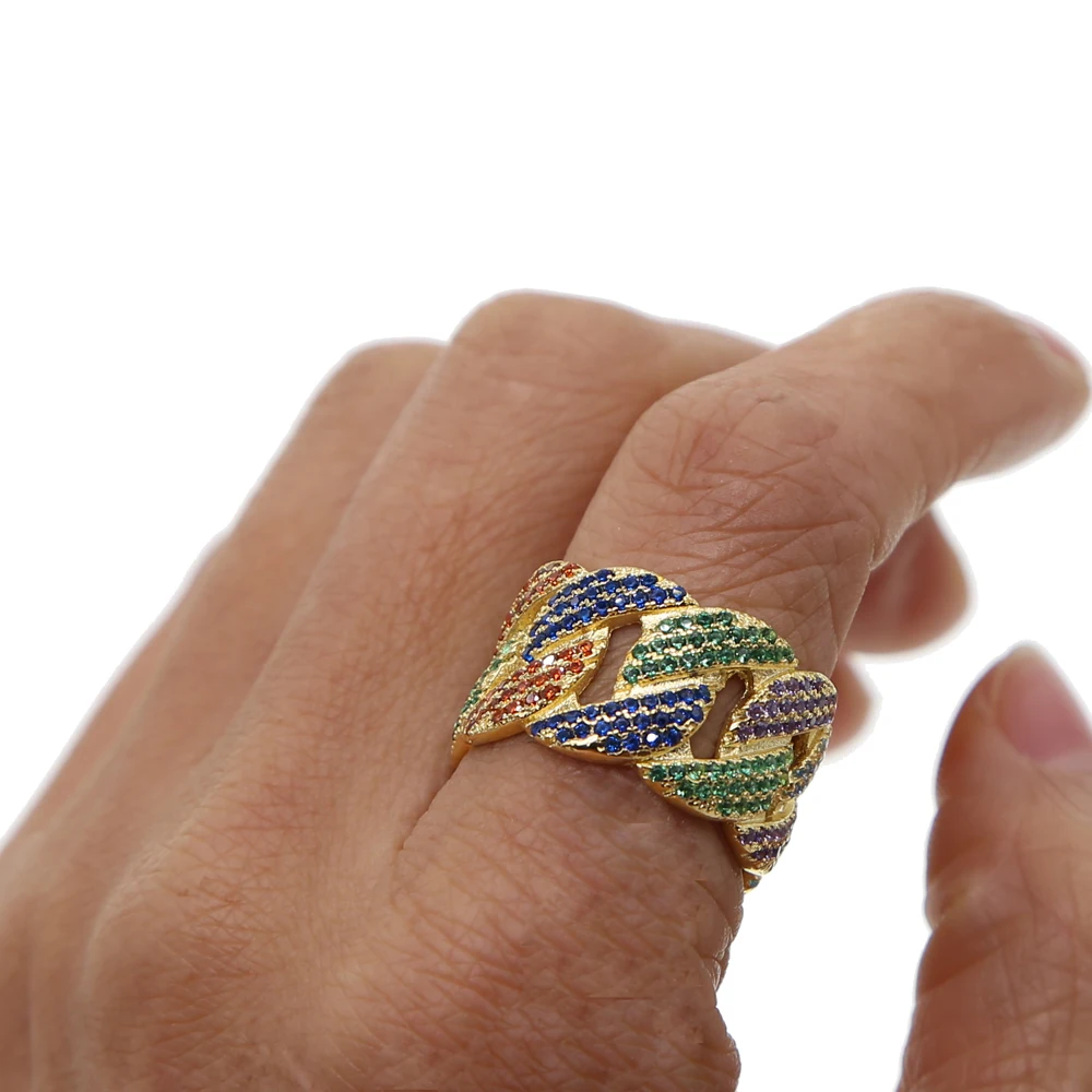 Микро проложить красочные цвета радуги кубический циркон звено цепи форма