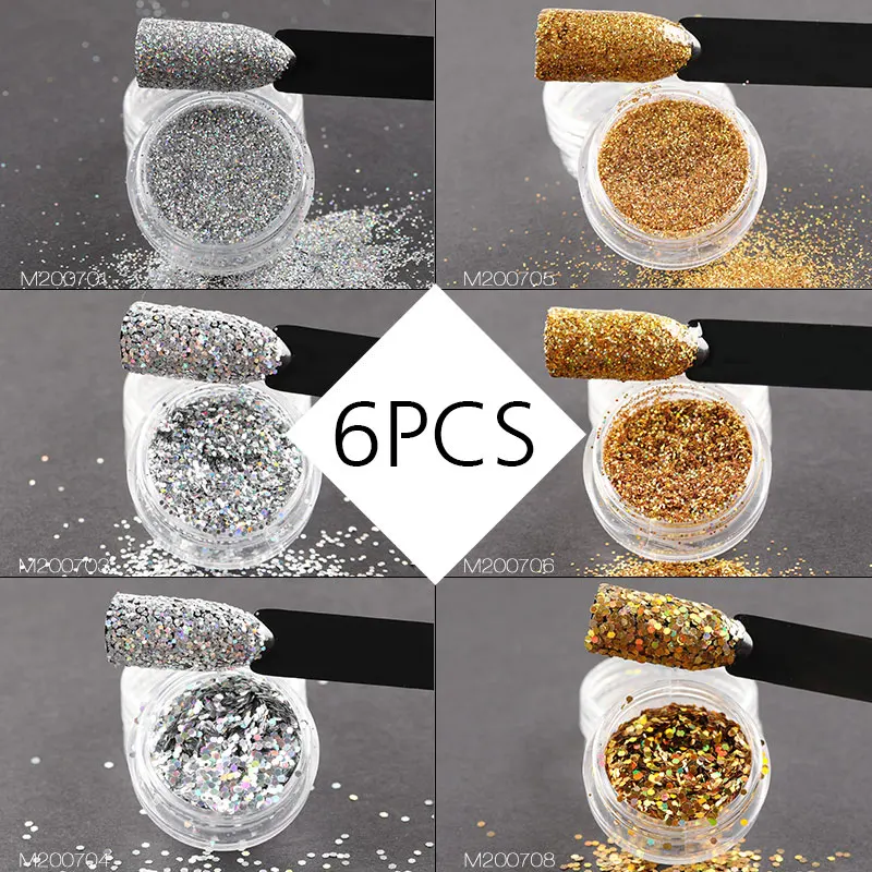 ROSALIND Nails Accessoires Gel Polish Holographic Chrome Pigment Luminous Powder Paillette Sparkle Manicure Sequin Set | Красота и