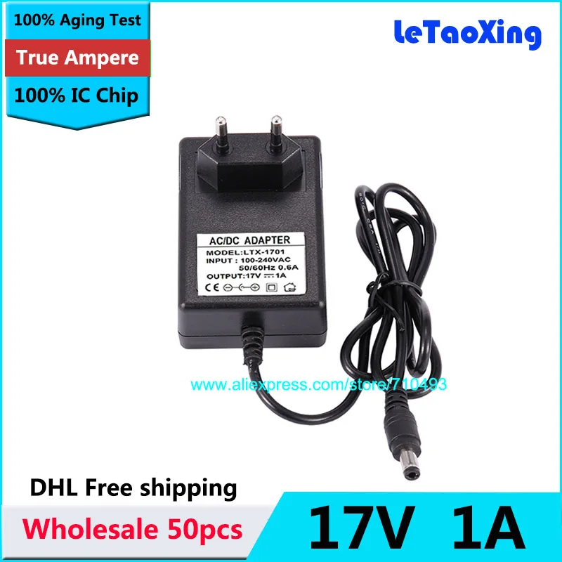 50 шт. AC DC 17V 1A адаптер питания Трансформатор 17V1A зарядное устройство UK US EU AU вилка с