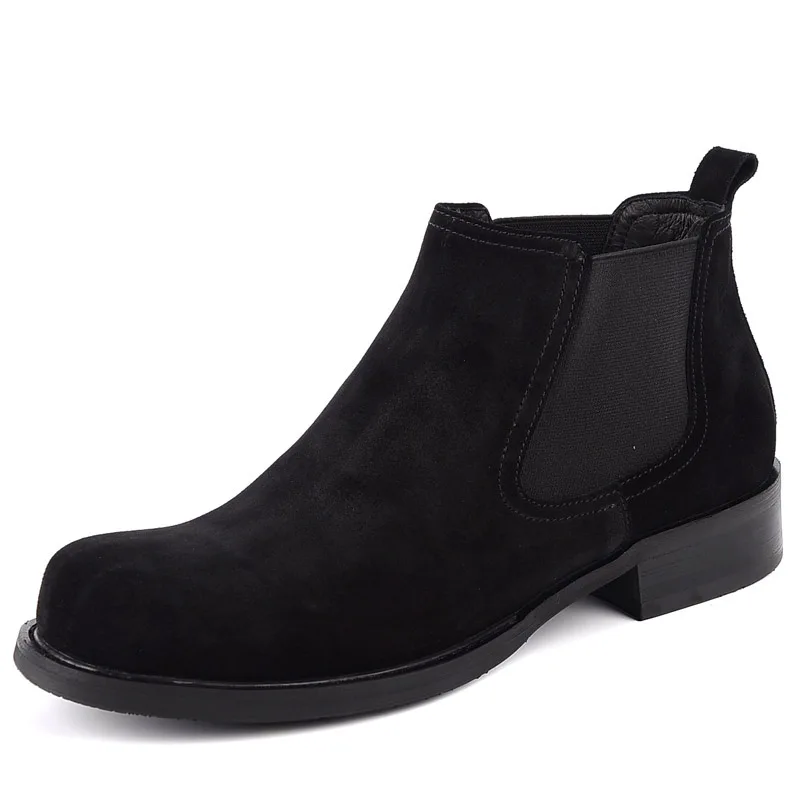 Black PJCMG/модные мужские Ботильоны из натуральной замши; сезон осень-зима; Мужская обувь без застежки в байкерском стиле; винтажные мужские ботинки - Цвет: Black