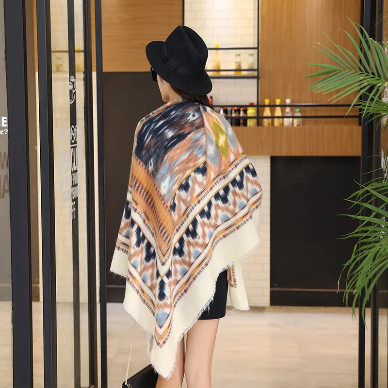 Богемный стиль теплый женский шарф одеяло для зимы кашемировый узор обертывания