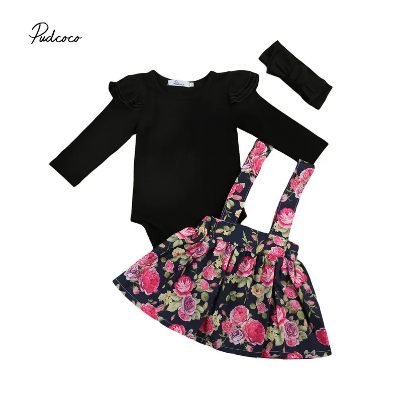 

3Pcs Infant Newborn Baby Girls Flower Dress Clothes Set Princess Cotton Romper Tutu Formal Party Mini Dresses Kids Clothing Sets